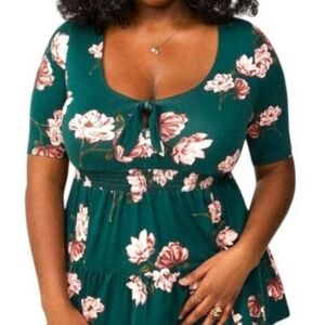 Torrid Floral Green Women's Top